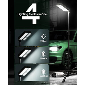 English Elm 10000lm Rechargeable Work Light 15000mAh Telescopic 72" with Detachable Lamp, USB-C & Solar Power W3355P391566