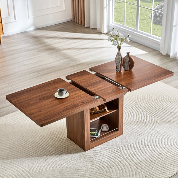 English Elm An Extendable Mdf Dining Table with Open Shelf Storage Seats up to Eight Walnut W1151S04667