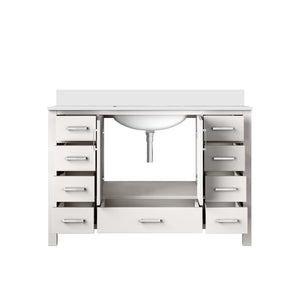 English Elm White Bath Vanity With Elegant Quartz Top & Ample Storage - Modern Design For Your Bathroom! B2731P259065-GIGA