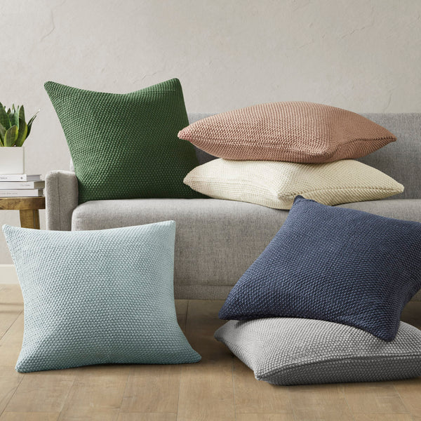 JLA Home INK+IVY - Euro Plush Knit Pillow Cover — Cozy Euro Sham with Hidden Zipper, Machine Washable Cottage Texture Ivory II30-871