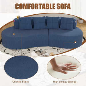 English Elm Modern Half Moon Chenille Sectional Three Seat Curved Sofa for Living Room or Apartment Navy W395P435340