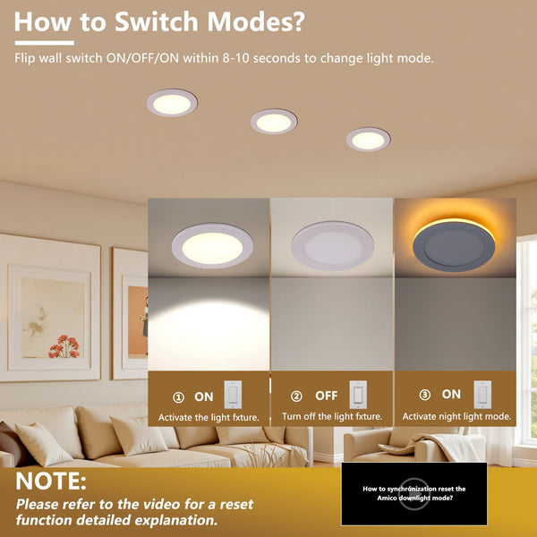English Elm 6 Pack Slim Canless Wafer Ceiling Lights Dimmable 5cct Selectable for Any Room W2312P416004