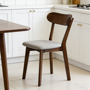 English Elm Solid Natural Wood Mid-century Dining Chairs Curved Back Upholstered Seat Set of 2 W3204P429363