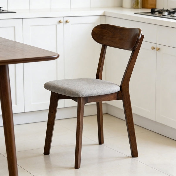English Elm Solid Natural Wood Mid-century Dining Chairs Curved Back Upholstered Seat Set of 2 W3204P429363