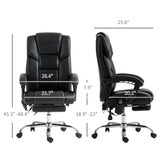 English Elm Vinsetto Massage Office Chair With 6 Vibration Points, Lumbar Heated Pu Leather Reclining Computer Chair With Adjustable Height, Footrest, Tilt Function, Black