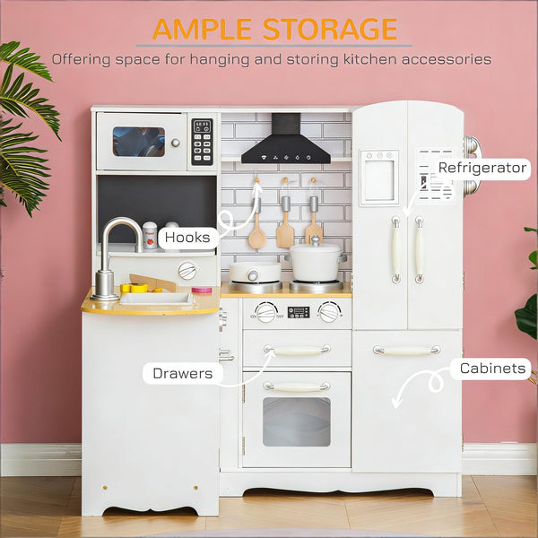 English Elm Large Kids Play Kitchen Set White Mdf with Fridge Microwave Sink Pretend Cooking T3971P440795