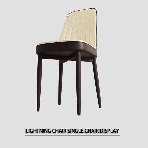 English Elm A Set Of 4 Modern Dining Chairs In Beige Pu Leather With Ergonomic Design & Black Metal Legs W2189P166088