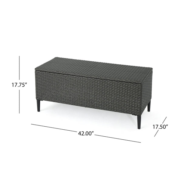 English Elm Rupert Outdoor Resin Wicker Storage Unit for Patio Pool Gear and Entertaining Essentials 62262.00GRY