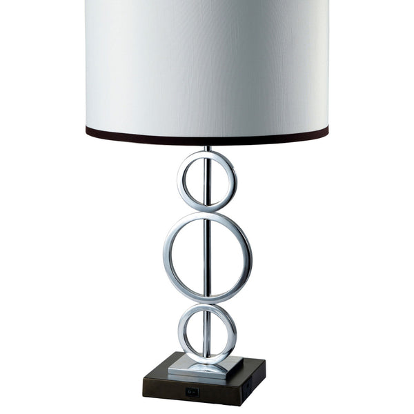 English Elm 29" Tall Metal Table Lamp - Modern Silver Finish With White Round Shade For Elegant Illumination B072116167