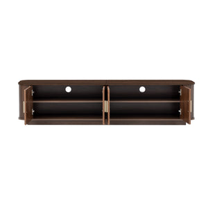 English Elm 70-inch Media Console with Sliding Groove Doors Solid Pine Legs and Cable Management N710P427898P