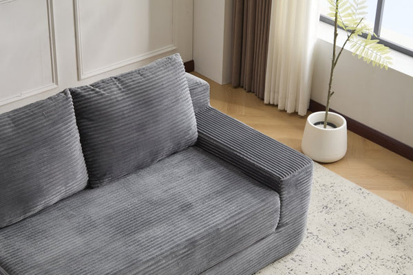 English Elm Loveseat Corduroy Bean Bag Sofa Bed with Memory Foam, Reversible Cushions, Plush Bolsters, No Assembly Required DARK GREY W3723P346938