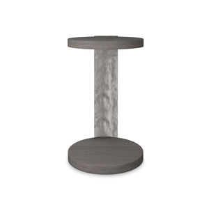 Bernhardt Bernhardt Prado Stacked Round Accent Table In Porcini Wood With Distressed Bright Graphite Base, Rustic Modern Statement Piece 324127B