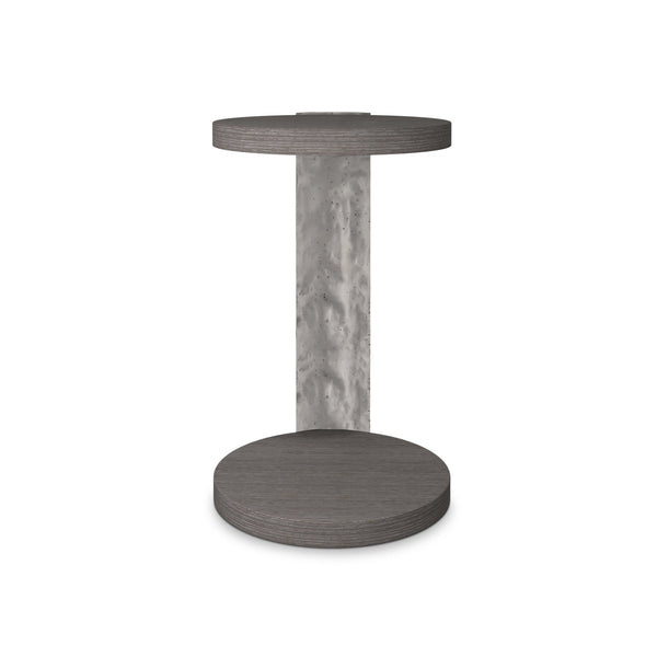 Bernhardt Bernhardt Prado Stacked Round Accent Table In Porcini Wood With Distressed Bright Graphite Base, Rustic Modern Statement Piece 324127B