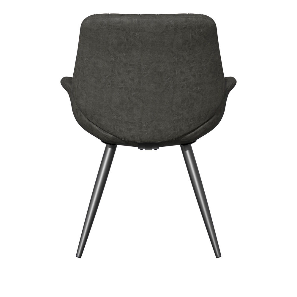 English Elm Dining Chairs Set Of 2 – Stylish Mid-Century Modern Upholstered Faux Leather Side Chairs In Dark Grey T3950P396564