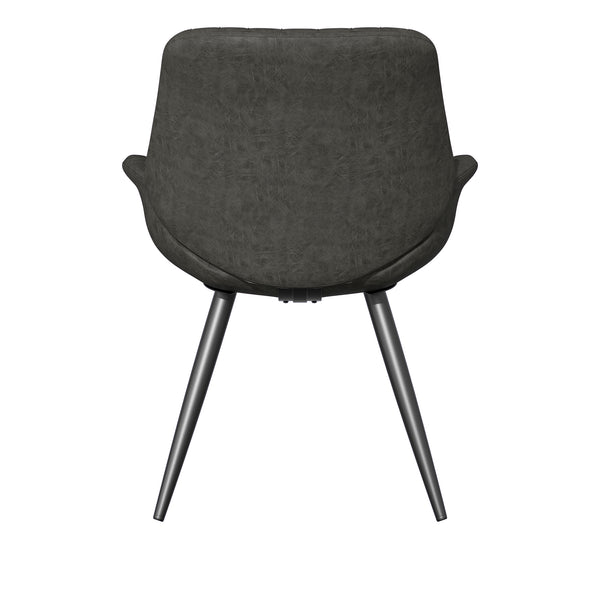 English Elm Dining Chairs Set Of 2 – Stylish Mid-Century Modern Upholstered Faux Leather Side Chairs In Dark Grey T3950P396564