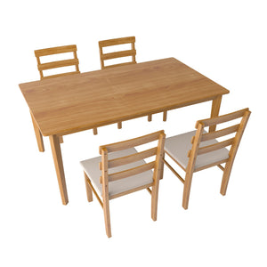 English Elm Original Solid Wood 5-Piece Dining Set with Rectangle Table & 4 Back Chairs, Sturdy 275LB Capacity Beige W395P316330