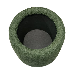 JLA Home Chapel Hill - Round Storage Ottoman with Hidden Compartment, Bouclé Upholstery, Compact 20" Diameter Seat for Small Spaces Green CH101-0018
