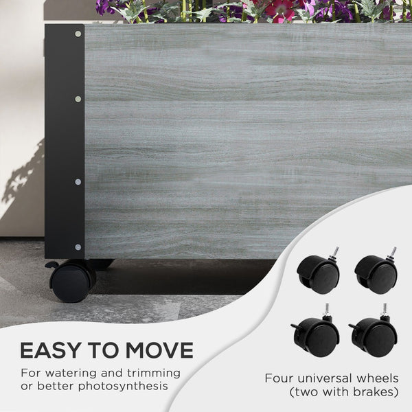 English Elm Outsunny Mobile Raised Garden Bed With Trellis, Durable Wooden Planter For Climbing Plants & Flowers W2225P174420-GIGA