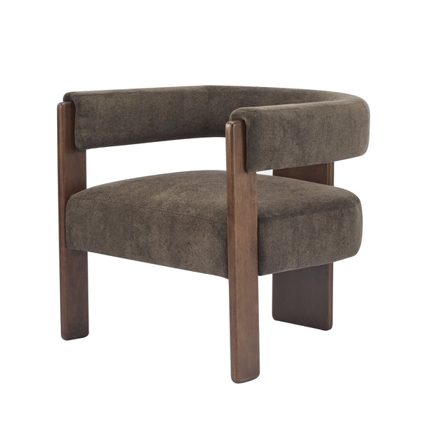 English Elm Christopher Knight Home® - Modern Velvet Upholstered Accent Arm chair with Barrel Back Design, Luxurious Velvet Comfort & Curved Legs Dark Brown,Walnut 29.5 L x 25.5 W x 14.5 H N776P205886D