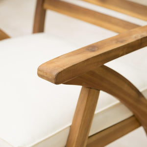 English Elm Christopher Knight Home® - Outdoor 7-Piece Acacia Wood Dining Set With Plush Cream Cushions & Handwoven Grey Rattan Legs N773OD00044G