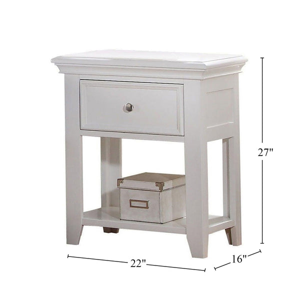 English Elm 1 Drawer White Nightstand With Open Shelf - Modern Design For Stylish Bedroom Storage Solutions B016P253591