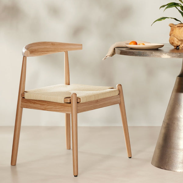 English Elm Weave Dining Chairs Set Of 2 - Stylish Mid-Century Modern Oak Frame & Handwoven Seat For Any Room T3623P371952-GIGA