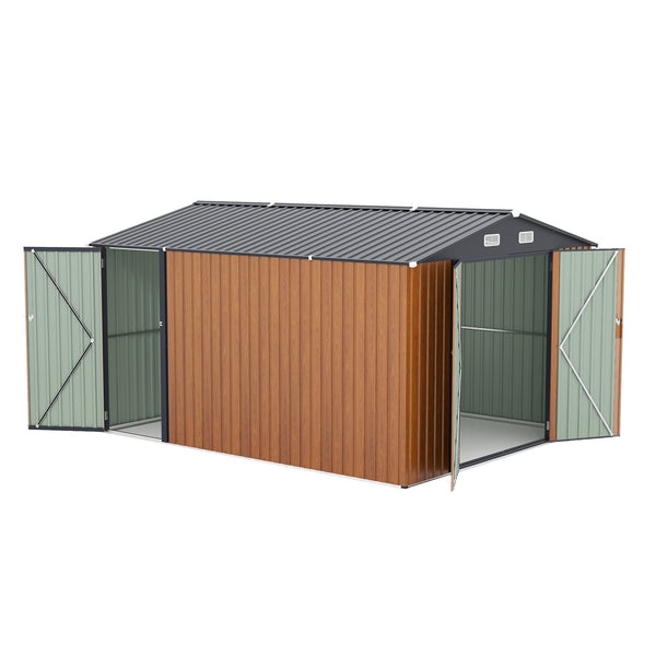 English Elm Campcraft Galvanized Steel Outdoor Storage Shed with Triple Lockable Doors and Vents W1598S00036