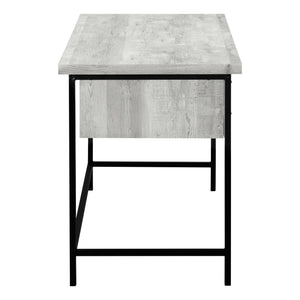 English Elm Computer Desk with Reclaimed Wood-Look Top, 3 Drawers, Compact 55" Workspace, Sturdy Metal Base Grey 60 L x 27 W x 6 H B2710P219793