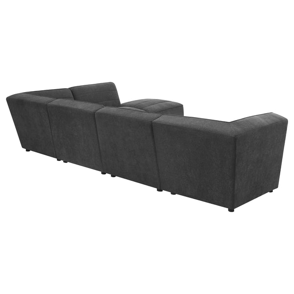 English Elm Vincent Dark Charcoal 6-Piece Modular Sectional Sofa with Ottoman, Plush Pocket Coil Seating for Media Rooms B062S01243