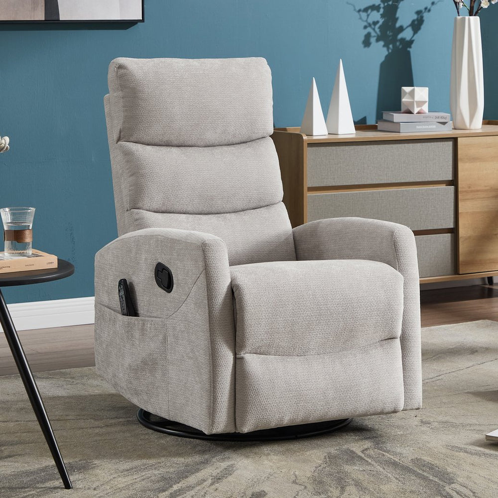 English Elm Heat Massage Rocker Recliner with Swivel Base and Vibration Nodes for Living Room W3224P322250