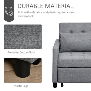 English Elm HOMCOM Convertible Sofa Lounger Bed Recliner with Tufted Upholstery, 3-Angle Back, Rolling Guest Sleeper W2225P217714