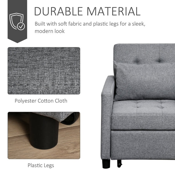 English Elm HOMCOM Convertible Sofa Lounger Bed Recliner with Tufted Upholstery, 3-Angle Back, Rolling Guest Sleeper W2225P217714