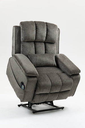 English Elm Oversized Power Lift Recliner Chair with Massage Heating and Usb Charging for Living Room Dark Grey W547S00073