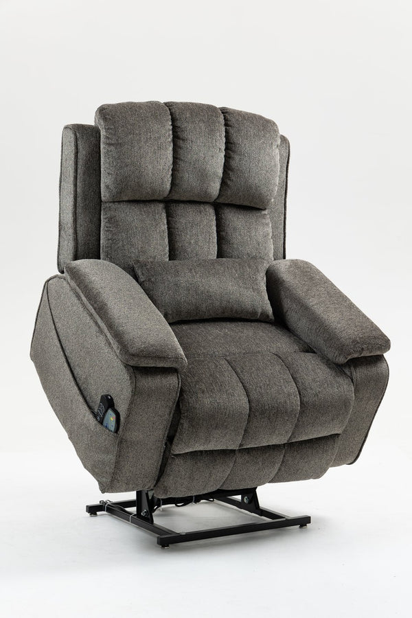 English Elm Oversized Power Lift Recliner Chair with Massage Heating and Usb Charging for Living Room Dark Grey W547S00073