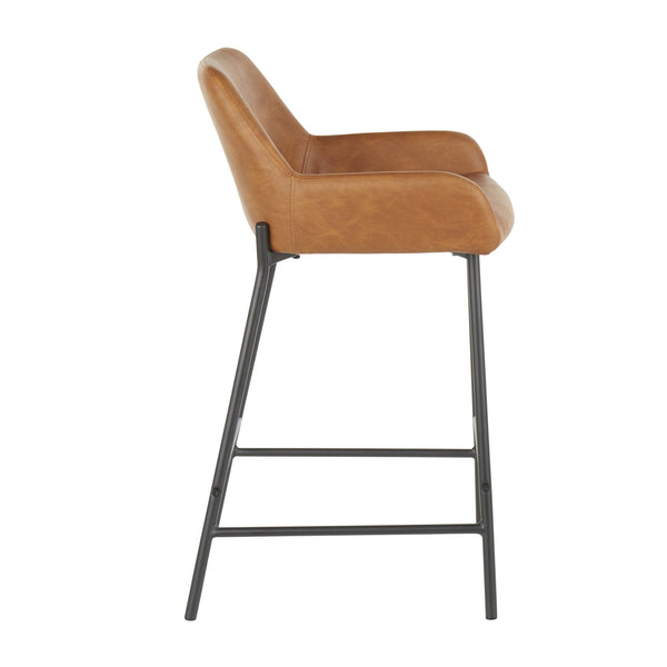 English Elm Counter Stools Set of 2 Industrial Black Metal Faux Leather Padded Kitchen Bar B202P221714