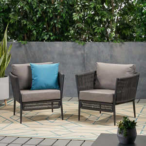 English Elm Christopher Knight Home® - HANFORD Woven Rope Club Chair in Grey — Durable Outdoor/Indoor Accent Seat with Compact 28.5x27.5x18.5" 65989.00GRY