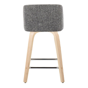 English Elm Toriano 24" Fixed Height Swivel Counter Stools - Set Of 2 With Natural Wood & Grey Noise Fabric B202S00116-GIGA
