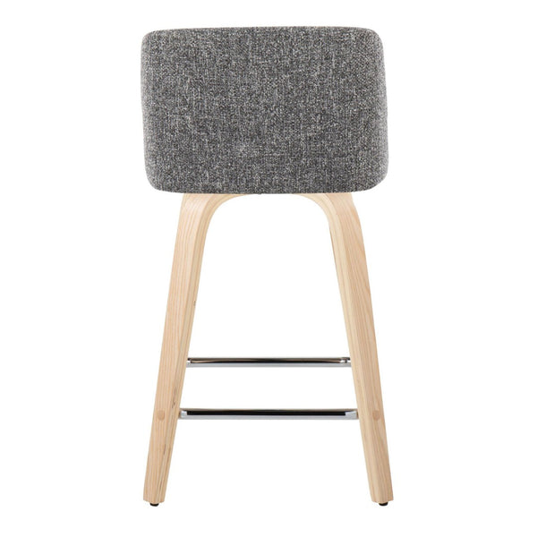 English Elm Toriano 24" Fixed Height Swivel Counter Stools - Set Of 2 With Natural Wood & Grey Noise Fabric B202S00116-GIGA