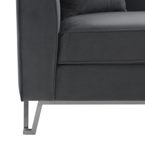 English Elm Wynnora 90" Gray Fabric Sofa with Plush Cushions, Brushed Stainless Legs, 750 lb Capacity, No Assembly B2736P354354