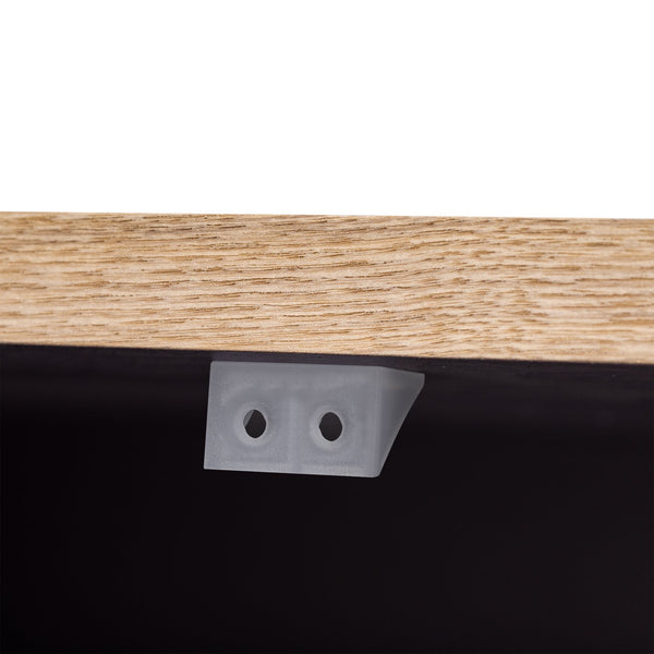 English Elm K&K Farmhouse Kitchen Island with Geometric Twill Doors, ASH Bark Top, Drop Leaf & Lockable Wheels Black N707P221444B