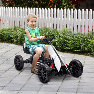 English Elm Aosom Kids Pedal Go Kart with Swing Axle Handbrake and Adjustable Seat for Ages 3 to 8 W2225P217463
