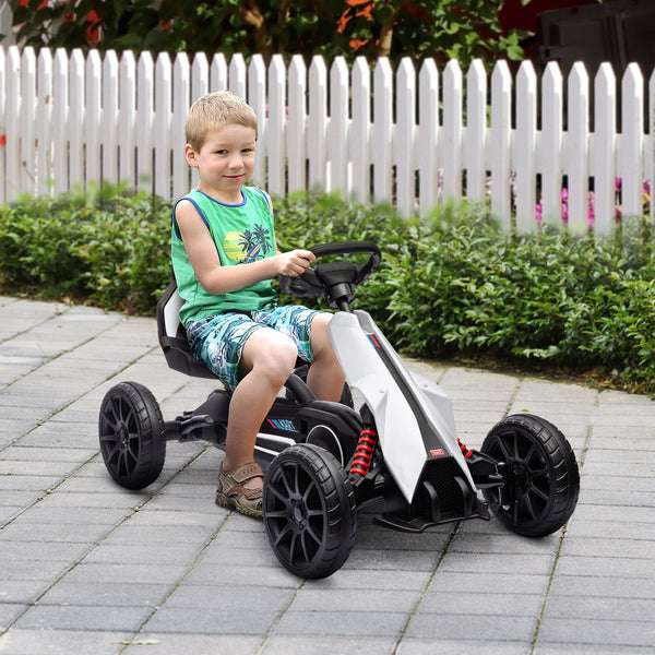 English Elm Aosom Kids Pedal Go Kart with Swing Axle Handbrake and Adjustable Seat for Ages 3 to 8 W2225P217463