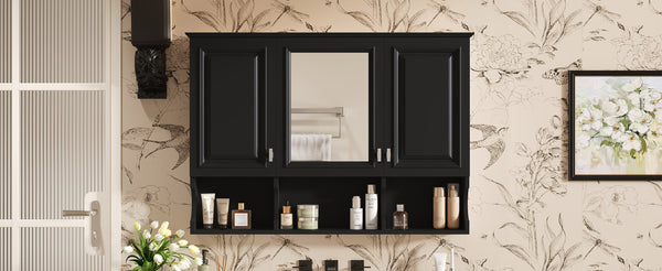 English Elm 3-in-1 Wall Mounted Bathroom Medicine Cabinet with Soft Close Mirror and Towel Bar Black N710P358620B