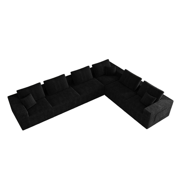 English Elm 141.73*106.30"modular Six Piece Corduroy Sectional Sofa No Assembly Plush Living Room Seating W3819S00142