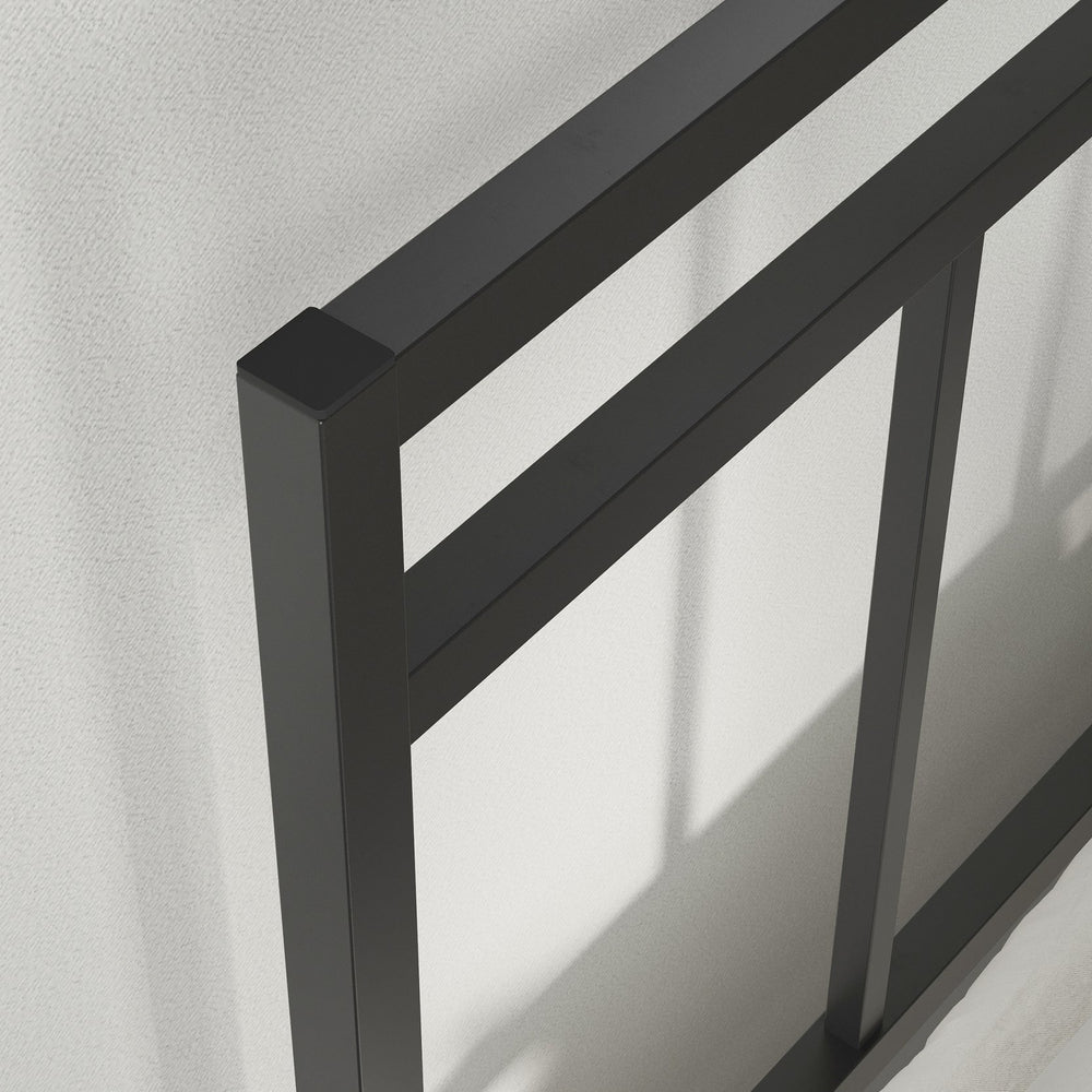 English Elm Twin Metal Platform Bed with Headboard, Black Finish — Space-Saving, Sturdy Support & Under-Bed Storage B356P367950