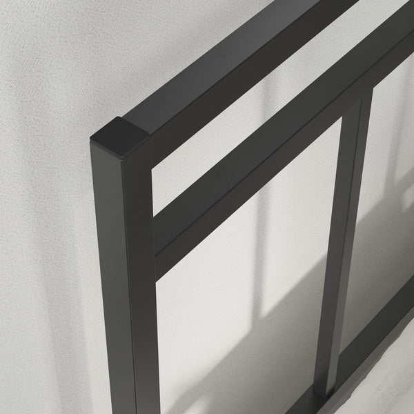 English Elm Twin Metal Platform Bed with Headboard, Black Finish — Space-Saving, Sturdy Support & Under-Bed Storage B356P367950