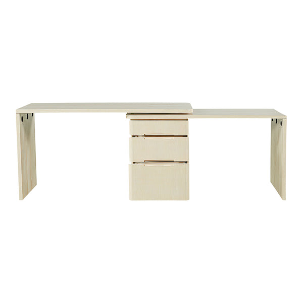 English Elm 90" Rotating L-shape Executive Desk Natural Melamine Mdf Surface Three Drawers Home Office Natural Wood N751S383638K