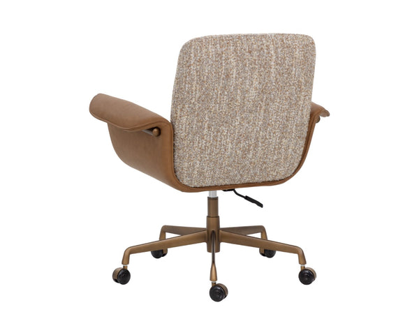 Sunpan LOMAX Office Chair - Stylish Dusty Greige & Cognac Faux Leather, Ergonomic & Durable Design 112386