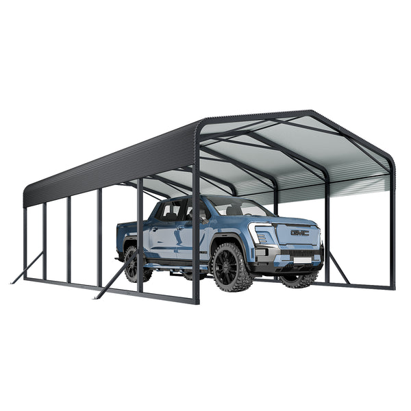 English Elm 15x25ft Steel Carport Heavy Duty Outdoor Shelter for Trucks Boats and Tractors W1820S00024