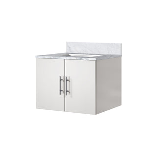 English Elm Glossy White Bath Vanity With Carrara Marble Top – Stylish, Compact Design & Soft-Close Storage Solution B2731P258567